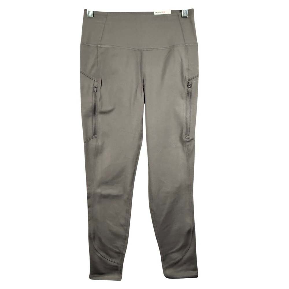 NEW Mondetta Women S Crop Legging Gray Reflective Zip Pocket Sporty Workout Yoga